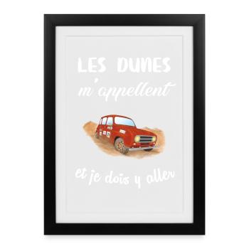 4L Trophy dunes - Affiche encadrée (27 × 37 cm) - noir - Devant