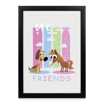 Cheval et chien - Affiche encadrée (27 × 37 cm) - noir - Devant