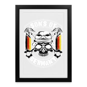 Biker Fils d’Allemagne - Affiche encadrée (27 × 37 cm) - noir - Devant