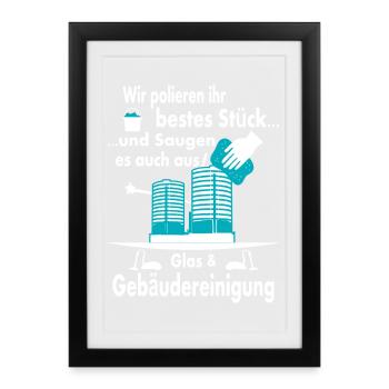 Glas & Gebäudereinigung - Gerahmtes Poster (27 × 37 cm) - Schwarz - Vorne