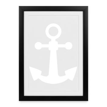 Anker anchor Symbol Symbole Seemann - Gerahmtes Poster (27 × 37 cm) - Schwarz - Vorne
