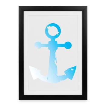 used look anchor symbol seafaring water sea graphic - Framed poster (27 × 37 cm) - black - Front