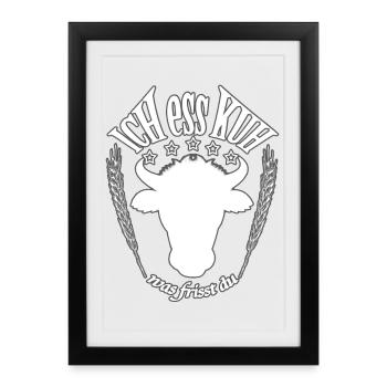 Je mange de la vache qu’est-ce que tu manges? Viande Végétalienne - Affiche encadrée (27 × 37 cm) - noir - Devant