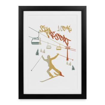 Vacances au ski je viens ! - Affiche encadrée (27 × 37 cm) - noir - Devant