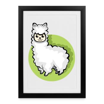 Alpaca icon animal cute sheep cartoon comic icon - Framed poster (27 × 37 cm) - black - Front