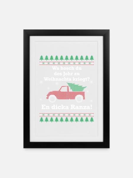 Wa hosch du des Johr zu Weihnachta kriegt? - Gerahmtes Poster (27 × 37 cm) - Schwarz