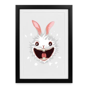 Tête de Lapin Blanc - Affiche encadrée (27 × 37 cm) - noir - Devant
