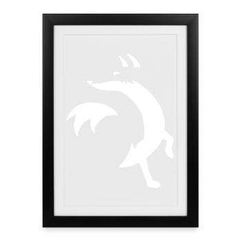 Esquisse du renard blanc - Affiche encadrée (27 × 37 cm) - noir - Devant