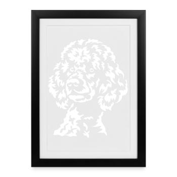 Grosse tête de caniche « Black Edition » - Affiche encadrée (27 × 37 cm) - noir - Devant