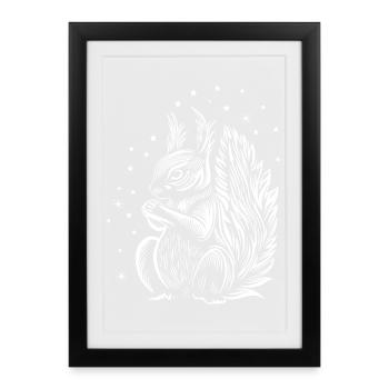 Écureuil avec des étoiles - Affiche encadrée (27 × 37 cm) - noir - Devant