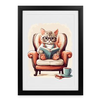 Cute Clever Cat - Framed poster (27 × 37 cm) - black - Front