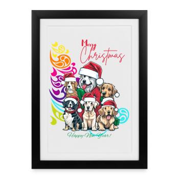 Festive Dog Squad Christmas Design - Framed poster (27 × 37 cm) - black - Front