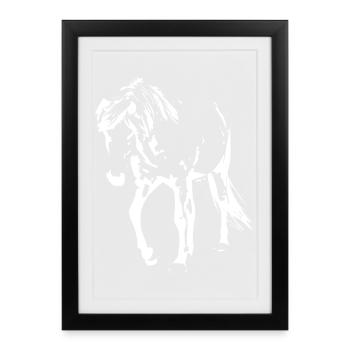 cheval blanc cheval blanc t-shirt cadeau cavalier - Affiche encadrée (27 × 37 cm) - noir - Devant