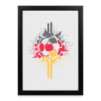 Football Allemagne Maillot Ballon Explosion Logo - Affiche encadrée (27 × 37 cm) - noir - Devant