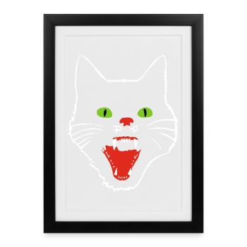 Terrifying cat with green eyes - Framed poster (27 × 37 cm) - black - Front