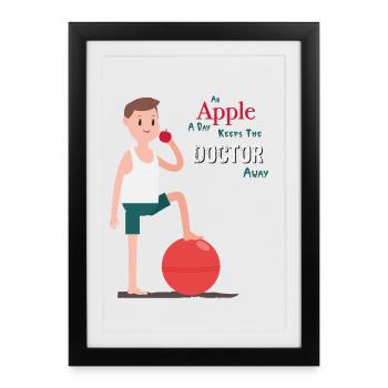 An apple away keeps the doctor away - Framed poster (27 × 37 cm) - black - Front