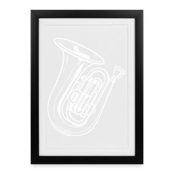 Dessin de tuba - Affiche encadrée (27 × 37 cm) - noir - Devant