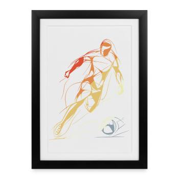 Croquis de joueur de football vintage - Affiche encadrée (27 × 37 cm) - noir - Devant