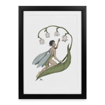 Pixie with lily of the valley - Framed poster (27 × 37 cm) - black - Front