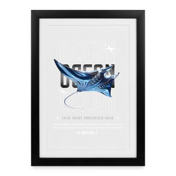 Trésor précieux de la Manta de l’Océan - Affiche encadrée (27 × 37 cm) - noir - Devant