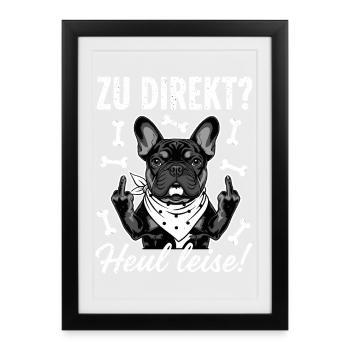 Bouledogue français cool - Affiche encadrée (27 × 37 cm) - noir - Devant