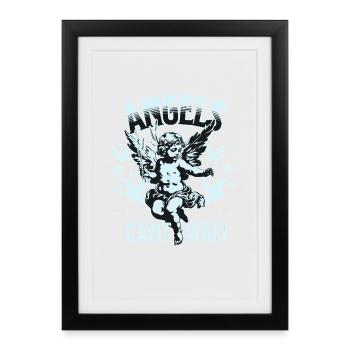 T-shirt Angel Unisexe Angels Can’t Wait VintageTee - Affiche encadrée (27 × 37 cm) - noir - Devant