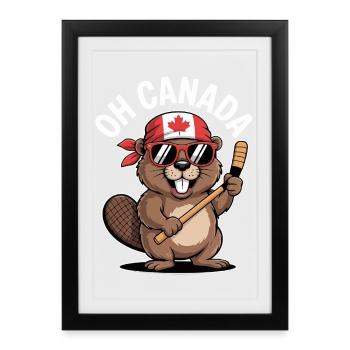 Humorous Beaver with Canadian Flair - Framed poster (27 × 37 cm) - black - Front