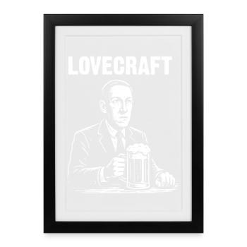 Lovecraft Inspired Retro Beer Illustration - Framed poster (27 × 37 cm) - black - Front