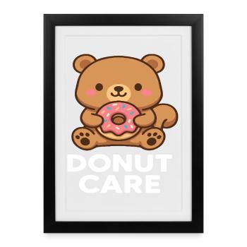 Cuddly bear with donut accessory - Framed poster (27 × 37 cm) - black - Front