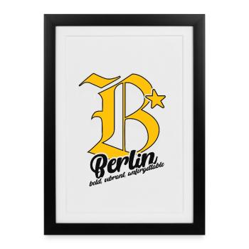 BERLIN City Letter Design – Bold, Vibrant, Unforge - Framed poster (27 × 37 cm) - black - Front