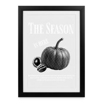 Bienvenue à l'automne avec de la citrouille et des noix - Affiche encadrée (27 × 37 cm) - noir - Devant