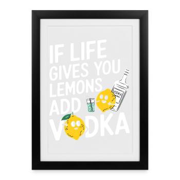 Illustration humoristique de citron et de vodka - Affiche encadrée (27 × 37 cm) - noir - Devant