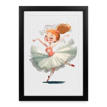 Ballerina dance in pastel pink - Framed poster (27 × 37 cm) - black - Front