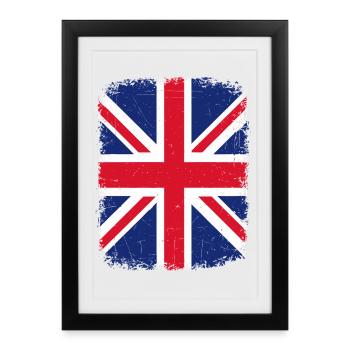 Graphique de l’Union Jack en détresse - Affiche encadrée (27 × 37 cm) - noir - Devant