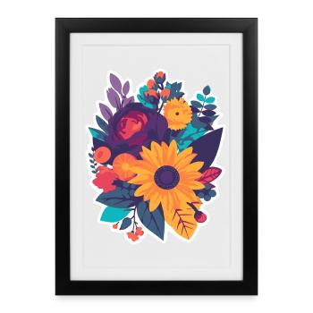 Colorful Floral Bouquet - Framed poster (27 × 37 cm) - black - Front
