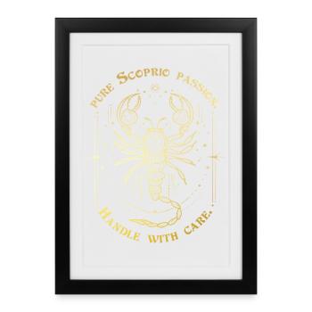 Scorpion Passion Signe du zodiaque Cadeau Astrologie Art - Affiche encadrée (27 × 37 cm) - noir - Devant