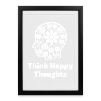 Flowers Head Think Positive - Framed poster (27 × 37 cm) - black - Front