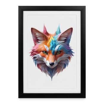 Magischer Pastell Winterfuchs im Zauberwald - Affiche encadrée (27 × 37 cm) - noir - Devant