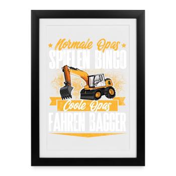 Conducteur d’excavatrice Papi - Affiche encadrée (27 × 37 cm) - noir - Devant