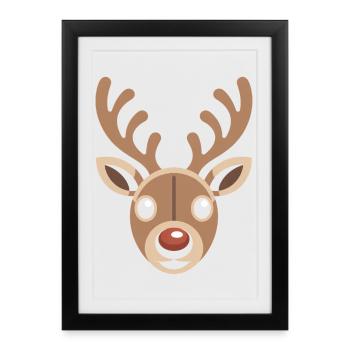 Renne Noël laid - Affiche encadrée (27 × 37 cm) - noir - Devant