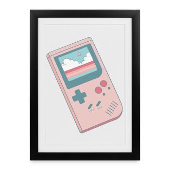 Console rétro pastel - Affiche encadrée (27 × 37 cm) - noir - Devant