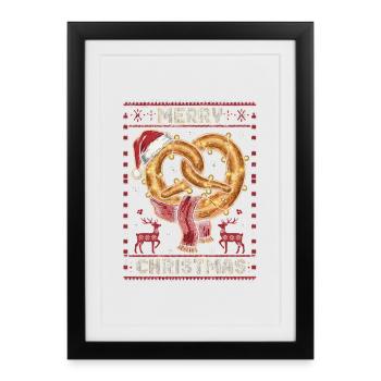 Bretzel de Noël - Affiche encadrée (27 × 37 cm) - noir - Devant