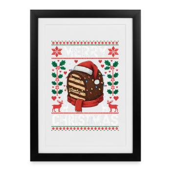 Chien froid Noël Drôle Moche Noël - Affiche encadrée (27 × 37 cm) - noir - Devant
