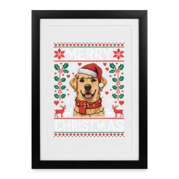 Labrador Retriever Cadeau de Noël - Affiche encadrée (27 × 37 cm) - noir - Devant