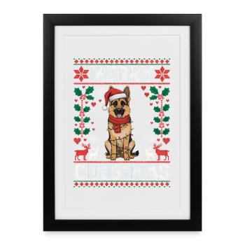 Berger allemand Cadeau de Noël - Affiche encadrée (27 × 37 cm) - noir - Devant