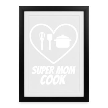 Super Mom Cook – Cooking Heart - Framed poster (27 × 37 cm) - black - Front