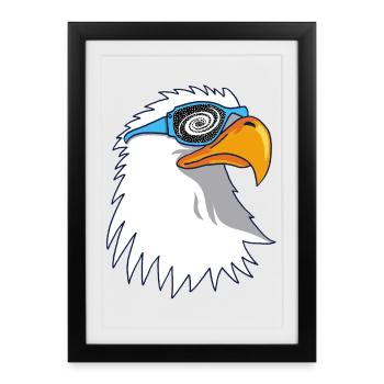 Aigle et lunettes galactiques - Affiche encadrée (27 × 37 cm) - noir - Devant