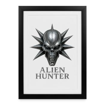 Alien Hunter Skull Emblem - Framed poster (27 × 37 cm) - black - Front
