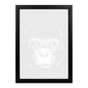 Ornament Gorilla – powerful black and white artwork - Framed poster (27 × 37 cm) - black - Front