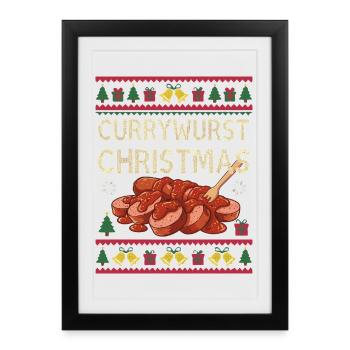 Joyeux currymas saucisse de Noël de Noël au currymas. - Affiche encadrée (27 × 37 cm) - noir - Devant